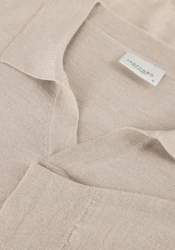 beige profuomo polo polo open collar ls merino