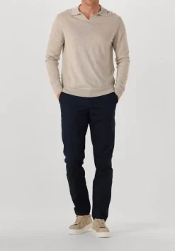 beige profuomo polo polo open collar ls merino