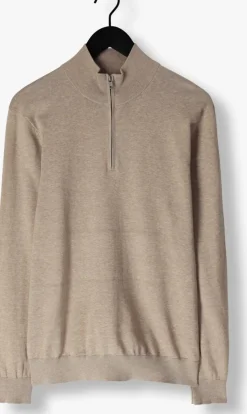 beige profuomo trui half zip luxury basic