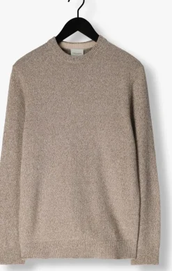 beige profuomo trui pullover crew neck woolblend