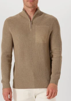 beige profuomo trui pullover half zip