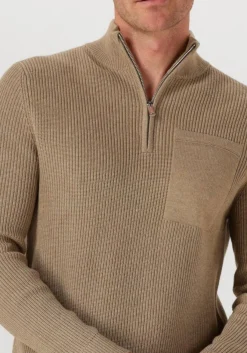 beige profuomo trui pullover half zip
