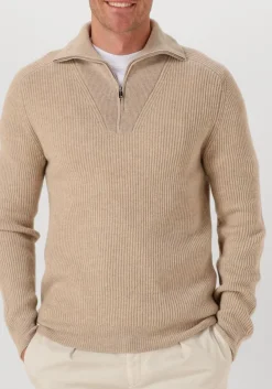 beige profuomo trui pullover half zip