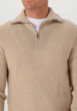 beige profuomo trui pullover half zip