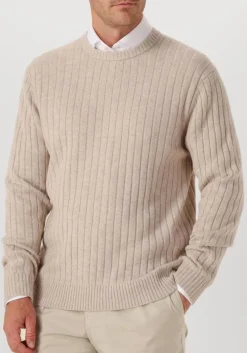 beige profuomo trui pullover crew neck wool blend