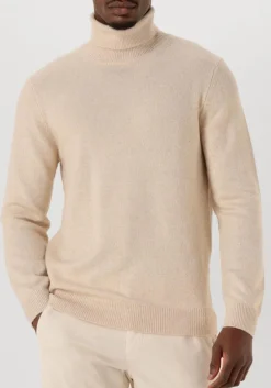 beige profuomo trui pullover roll neck wool blend