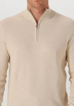 beige profuomo trui pullover half zip twinkle slub