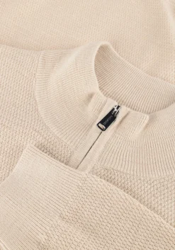 beige profuomo trui pullover half zip twinkle slub
