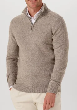 beige profuomo trui pullover half zip wool blend