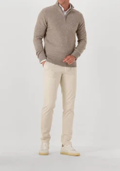 beige profuomo trui pullover half zip wool blend