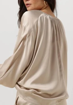 beige resort finest blouses satin balloon blouse