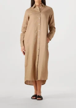 beige resort finest maxi jurk shirt dress