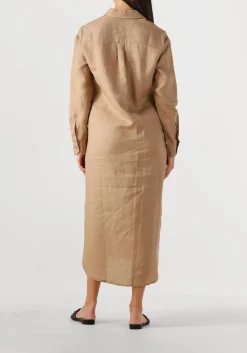 beige resort finest maxi jurk shirt dress