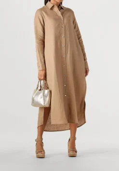 beige resort finest maxi jurk shirt dress