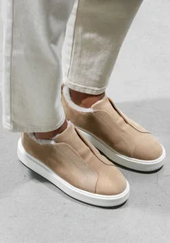 beige santoni lage sneakers sue vacht slipon