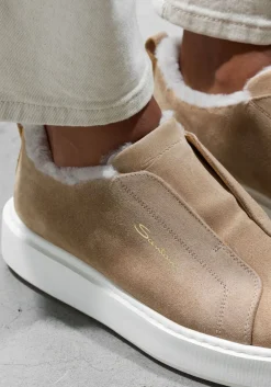 beige santoni lage sneakers sue vacht slipon
