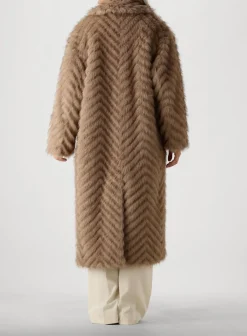beige stand studio faux fur jas wynther coat