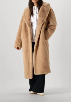 beige stand studio faux fur jas maria coat soft