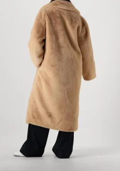 beige stand studio faux fur jas maria coat soft