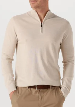 beige stefano lauran trui half zip anders