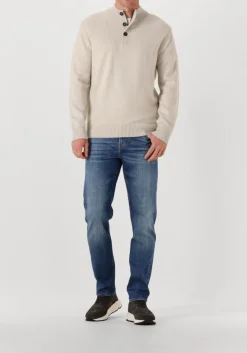 beige stefano lauran trui half zip l