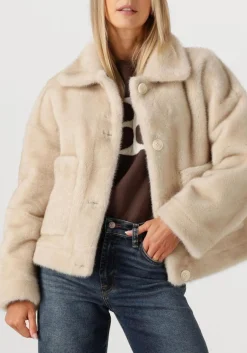 beige studio ar faux fur jas faje