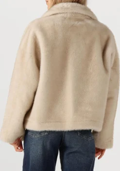 beige studio ar faux fur jas faje