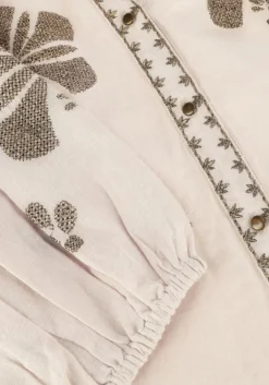 beige summum blouses longsleeve top linen heavy embroidery