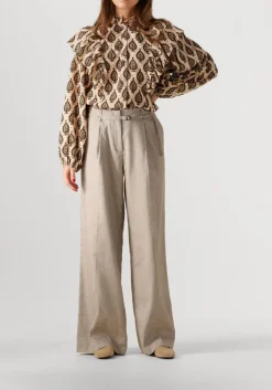 beige summum pantalon trousers wide linen blend twill