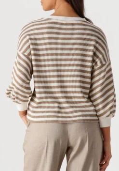 beige summum sweater jersey sweater waffle lurex stripe