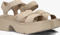 beige ugg sandalen met hak w new heights ankle strap