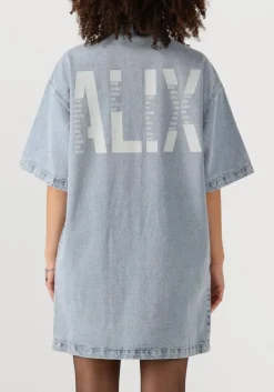 blauwe alix the label mini jurk ladies woven flowy shirt dress