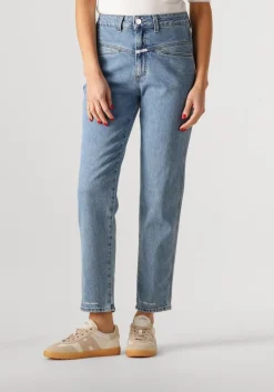 blauwe closed mom jeans pedal pusher