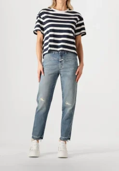 blauwe closed mom jeans pedal pusher