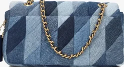 blauwe coach handtas quilted patchwork denim tabby