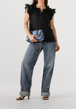 blauwe coach handtas quilted patchwork denim tabby