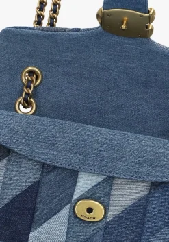 blauwe coach handtas quilted patchwork denim tabby