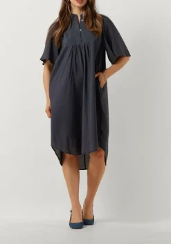 blauwe co'couture midi jurk callum volume dress