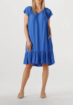 blauwe co'couture mini jurk sunrise cropped dress