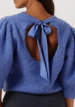 blauwe co'couture trui coralie bow rib knit