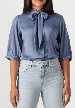 blauwe dante6 blouses vaila silk scarf bow blouse