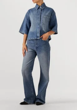 blauwe dante6 wide jeans nuit rhiestone wide leg jeans