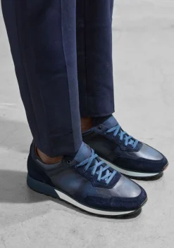 blauwe magnanni lage sneakers combi runner