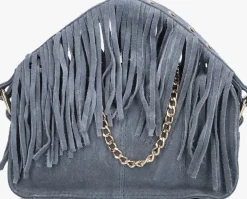 blauwe núnoo schoudertas helena fringe suède