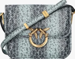 blauwe pinko schoudertas love box bag fl mini pelle