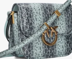 blauwe pinko schoudertas love box bag fl mini pelle