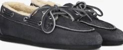 blauwe posa mocassins boat loafer veg-shearling