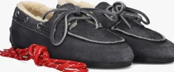 blauwe posa mocassins boat loafer veg-shearling