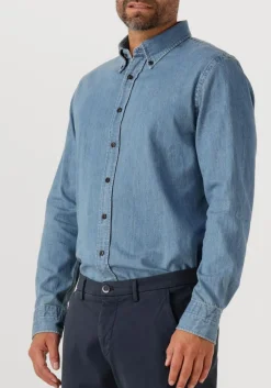 blauwe profuomo casual overhemd shirt bttn down rlx denim
