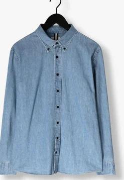 blauwe profuomo casual overhemd shirt bttn down rlx denim